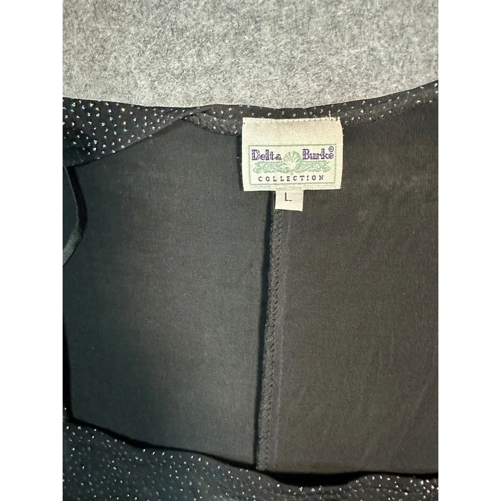 Delta Burke Collection Womens Black Silver Glitter‎ Maxi Dress Square Neck Large